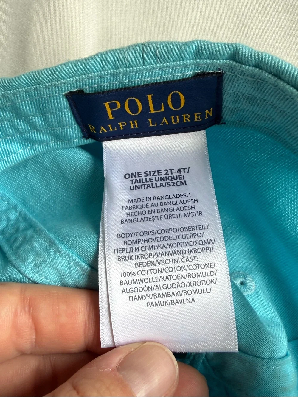 Polo by Ralph Lauren Turquoise Kids Cap with Pink Polo Logo